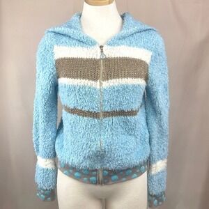 ELISA CAVALETTI Hoodie Sweater Womens (M Metallic Fuzzy Zip Coquette Streetwear